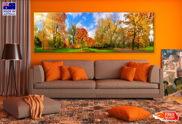 Panoramic Canvas Autumn Tree Park High Quality 100% Australian made wall Canvas Print ready to hang