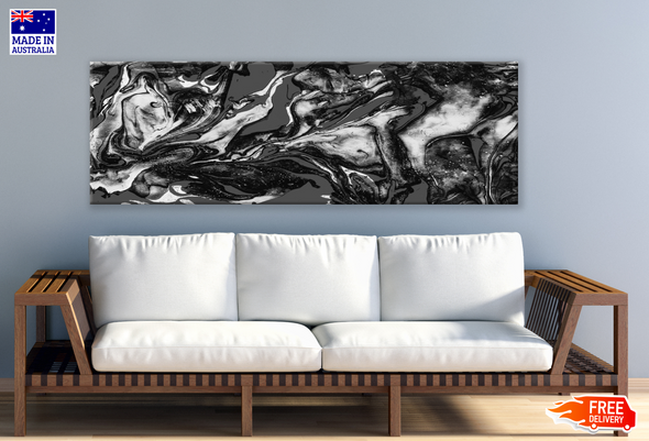 Panoramic Canvas B&W Abstract Design High Quality 100% Australian made wall Canvas Print ready to hang