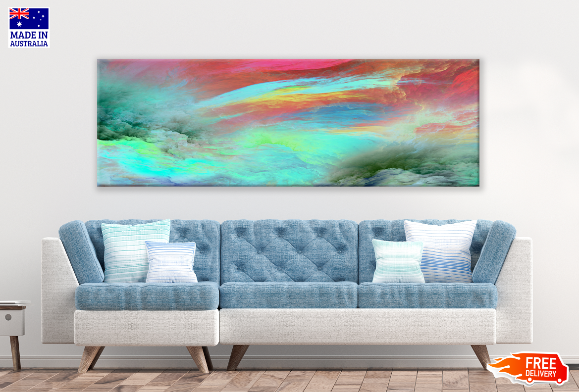 Panoramic Canvas Colourful Abstract Design High Quality 100% Australian made wall Canvas Print ready to hang