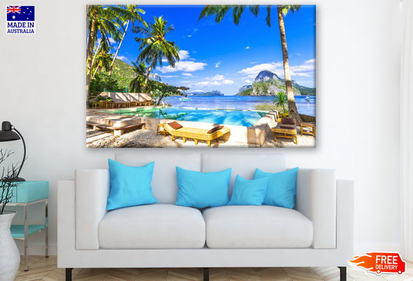 Stunning Beach View with Resort Photograph Print 100% Australian Made