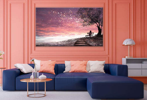 Girl looking at The Pink Sky Painting Print 100% Australian Made