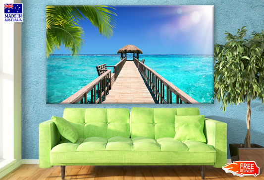 A Wooden Pier Over Tropical Sea Print 100% Australian Made