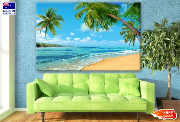 Tropical Sand Beach with Palm Trees Photograph Print 100% Australian Made