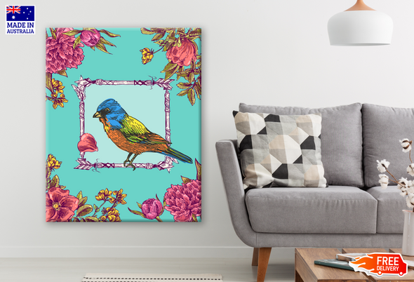 Hand Drawn Bird & Flowers Painting Print 100% Australian Made