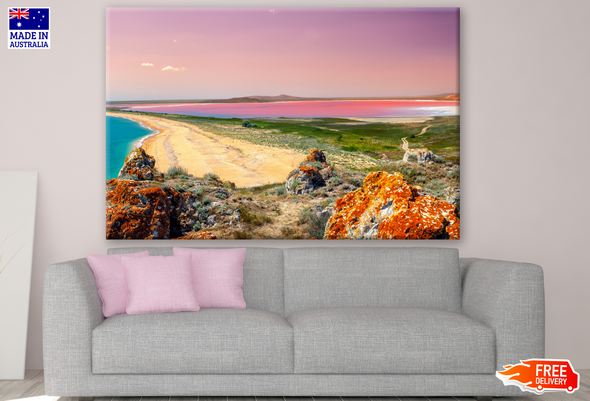 Pink Lake at Sunset View Photograph Print 100% Australian Made