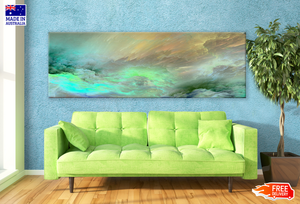 Panoramic Canvas Colourful Abstract Cloud Design High Quality 100% Australian made wall Canvas Print ready to hang