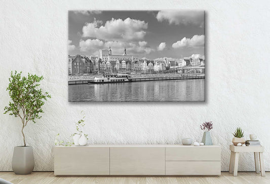 Bella Home Szczecin Waterfront B&W Scenery Print Canvas Ready to hang