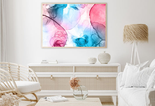 Pink & Blue Ink Abstract Design Home Decor Premium Quality Poster Print Choose Your Sizes