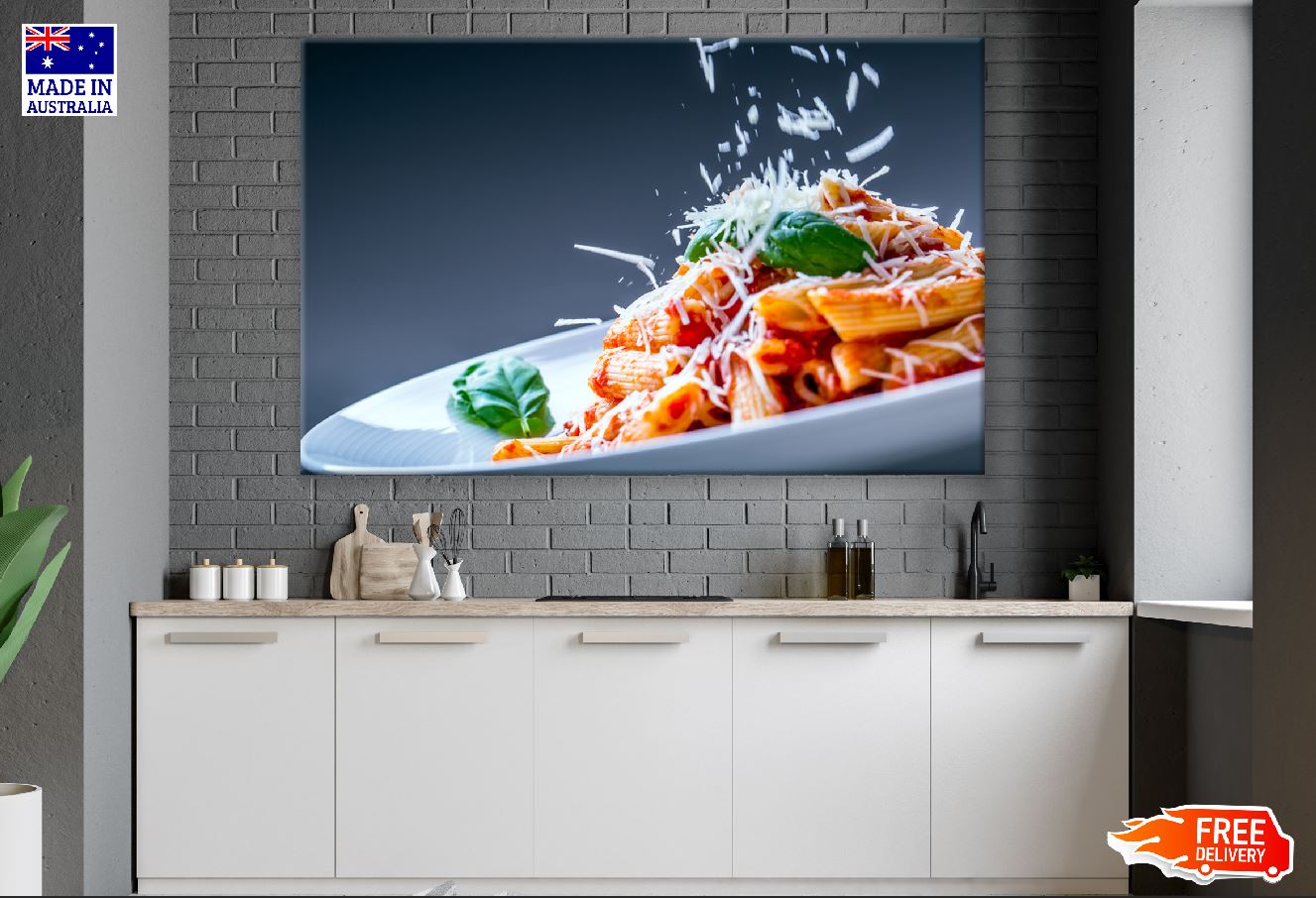 Pasta Penne with Tomato Bolognese Sauce Closeup Photograph Print 100% Australian Made