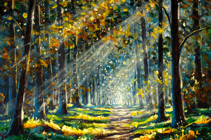 Sunshine Through Trees Oil Painting Print 100% Australian Made