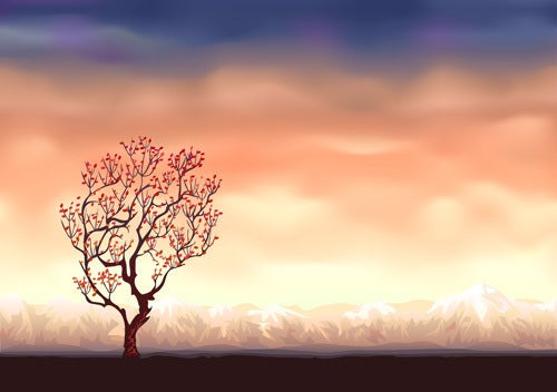 Tree in a Sunset Background Photograph Print 100% Australian Made