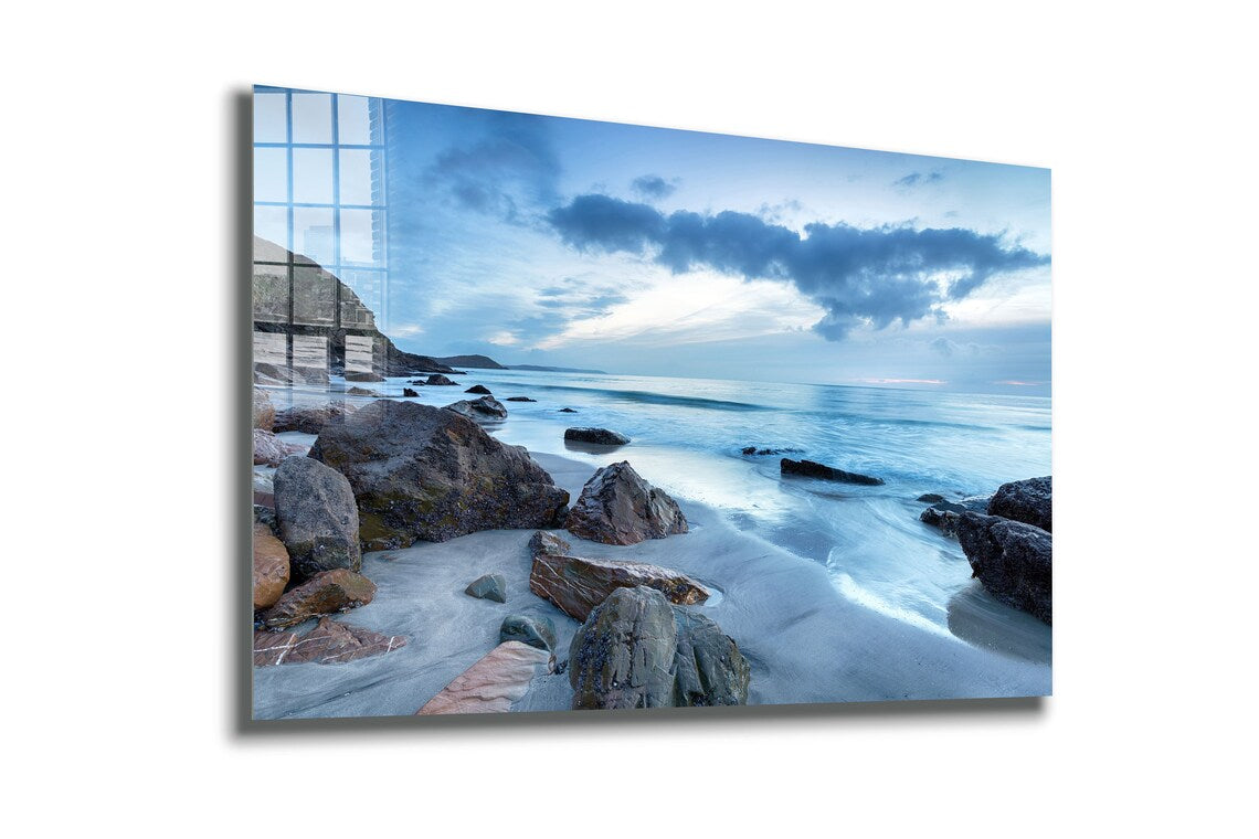 Rocky Seashore View Print Tempered Glass Wall Art 100% Made in Australia Ready to Hang