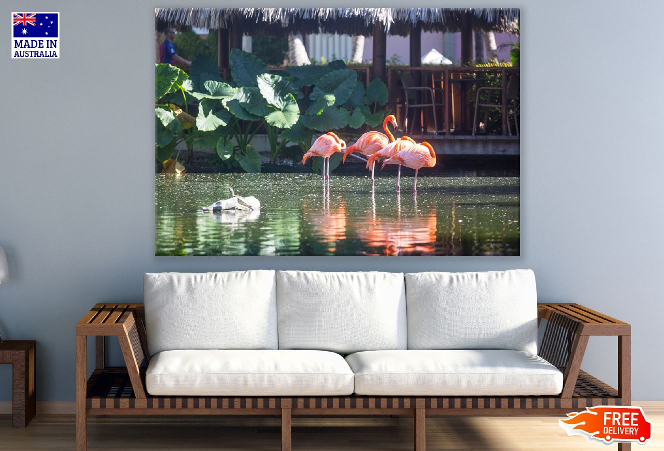 Flamingo Birds on Water Photograph Print 100% Australian Made