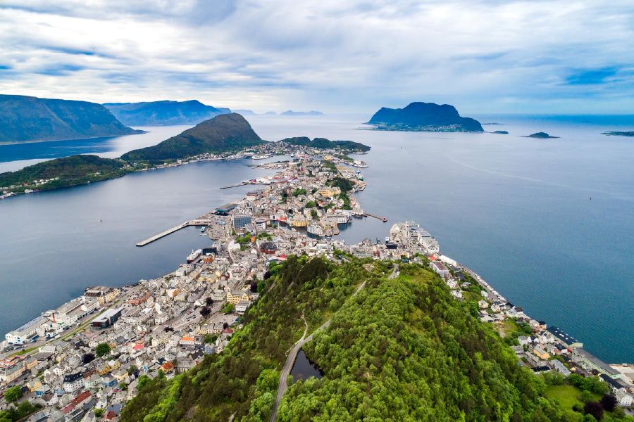 Aksla City Alesund Aerial View Photograph Print 100% Australian Made