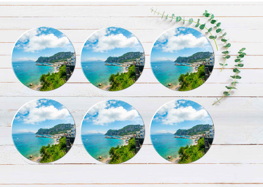 Coast in Famous Capri Island, Italy Coasters Wood & Rubber - Set of 6 Coasters
