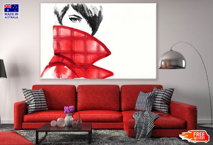 Woman Face Covered with Coat Abstract Painting Print 100% Australian Made