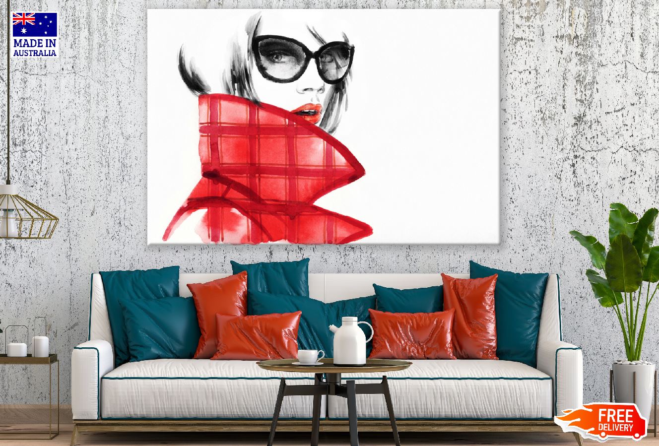 Style Woman with Sunglasses Watercolor Painting Print 100% Australian Made