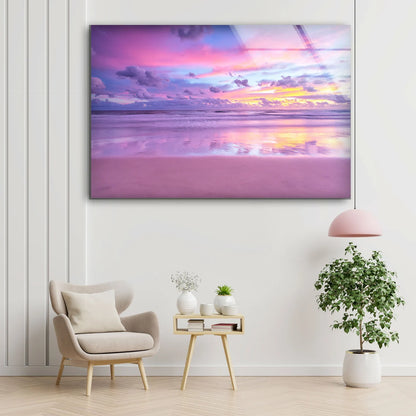 Sunset Sea Scenery Photograph Acrylic Glass Print Tempered Glass Wall Art 100% Made in Australia Ready to Hang