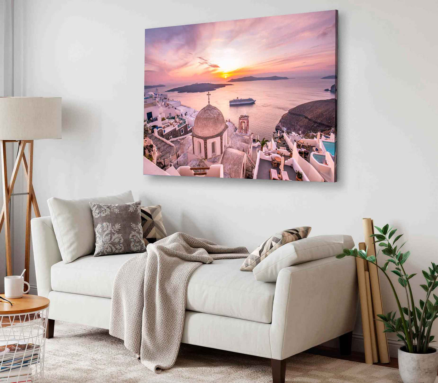 Bella Home Evening View of Santorini Island Print Canvas Ready to hang