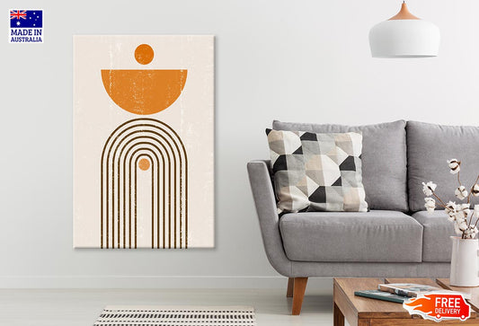 Orange Abstract Shapes & Brown Line Art Print 100% Australian Made