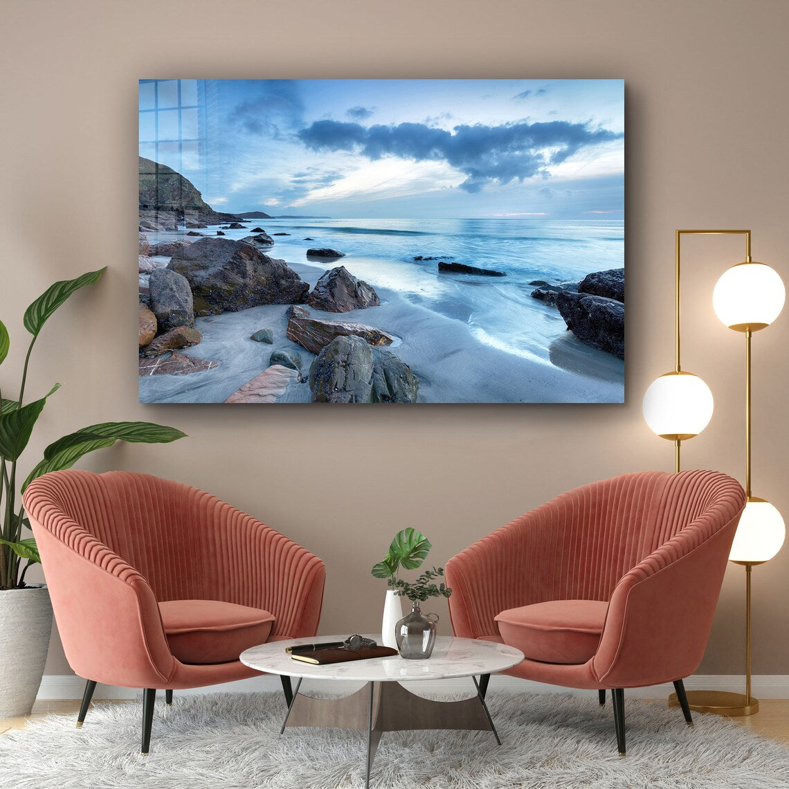 Rocky Seashore View Print Tempered Glass Wall Art 100% Made in Australia Ready to Hang