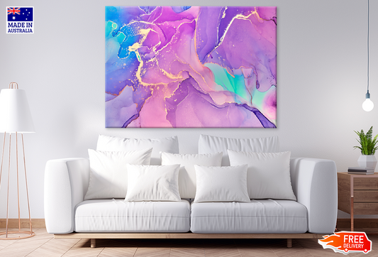 Pink Purple Blue & Gold Abstract Design Print 100% Australian Made