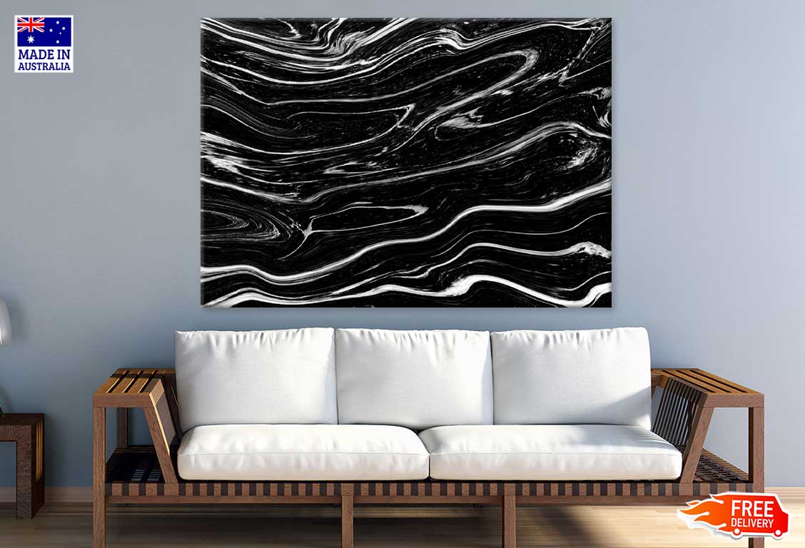 Black & White Wave Abstract Design Print 100% Australian Made