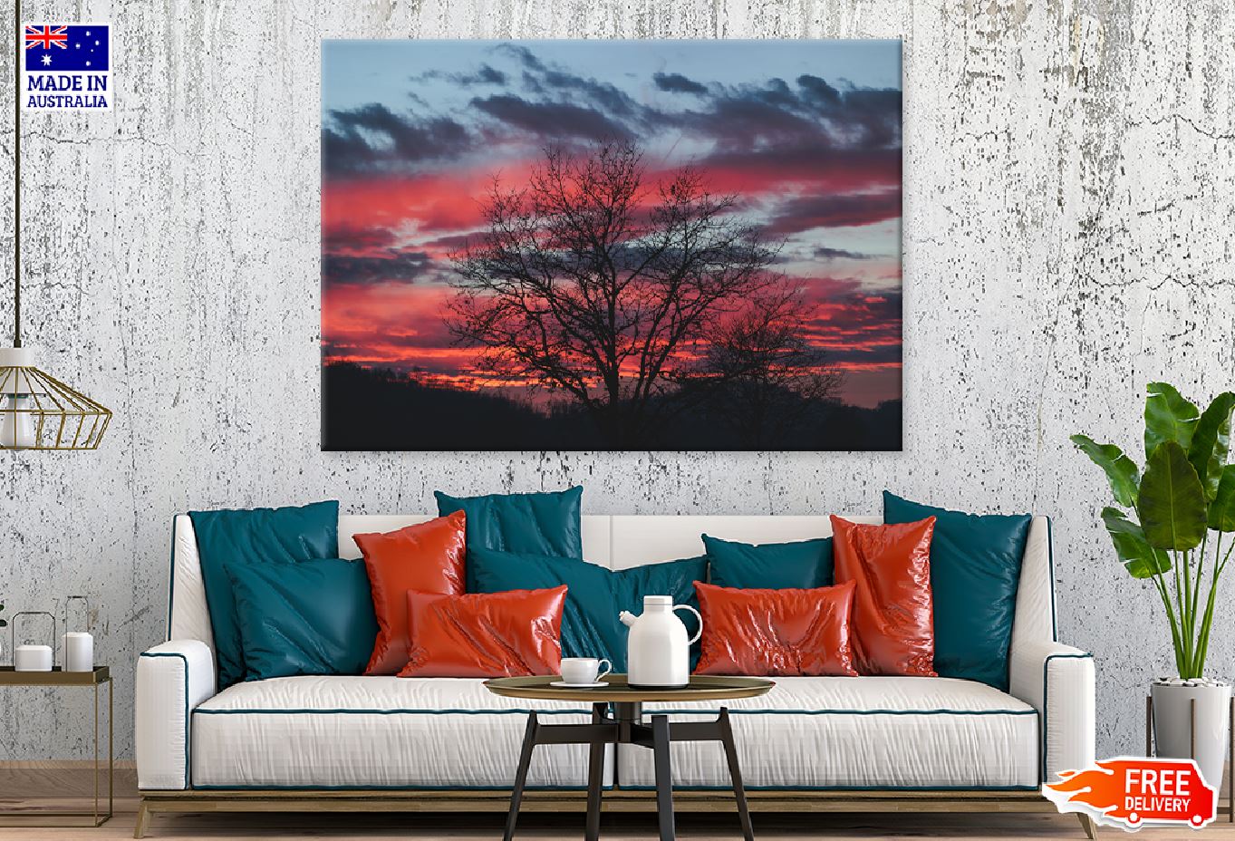 Dead Tree & Red Sky View Photograph Print 100% Australian Made