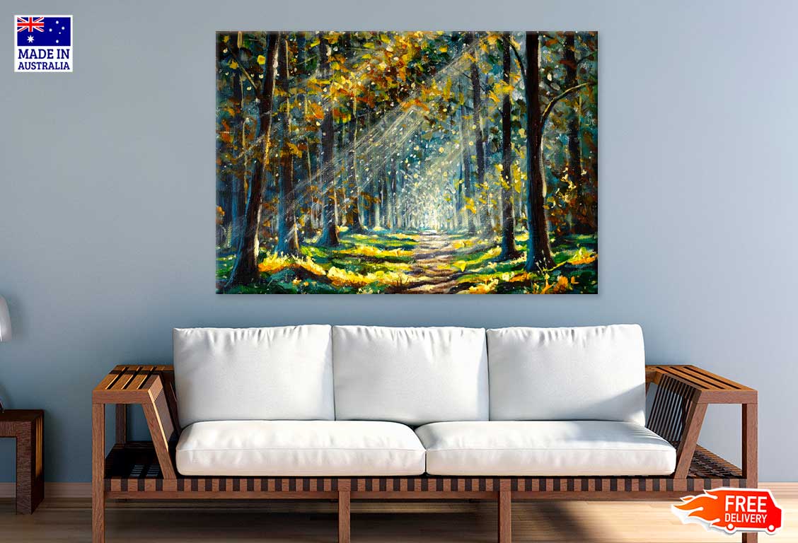 Sunshine Through Trees Oil Painting Print 100% Australian Made