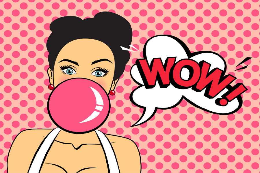 Wow Girl with Bubble Gum Pop Art Print 100% Australian Made