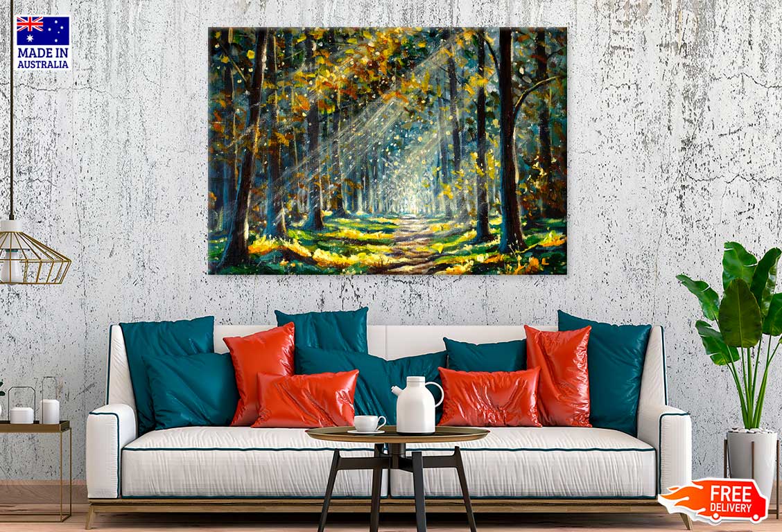 Sunshine Through Trees Oil Painting Print 100% Australian Made