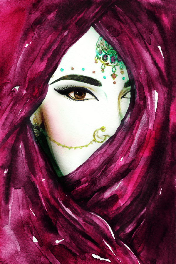 Indian Style Women Portrait Watercolor Painting Print 100% Australian Made