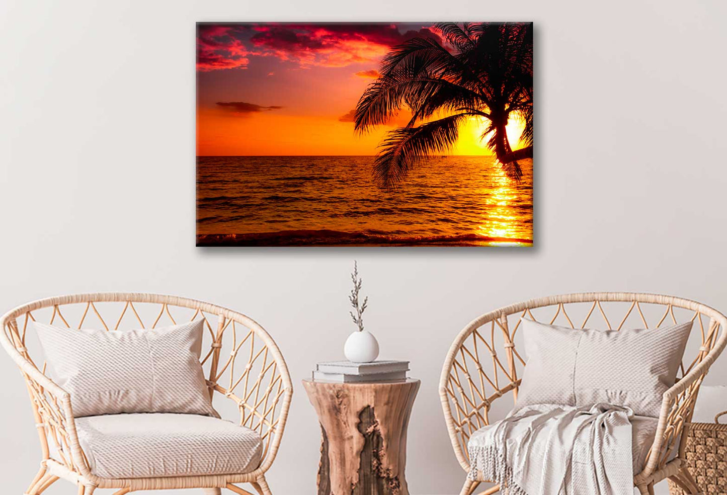 Bella Home Palms near Sea With Sunset Print Canvas Ready to hang