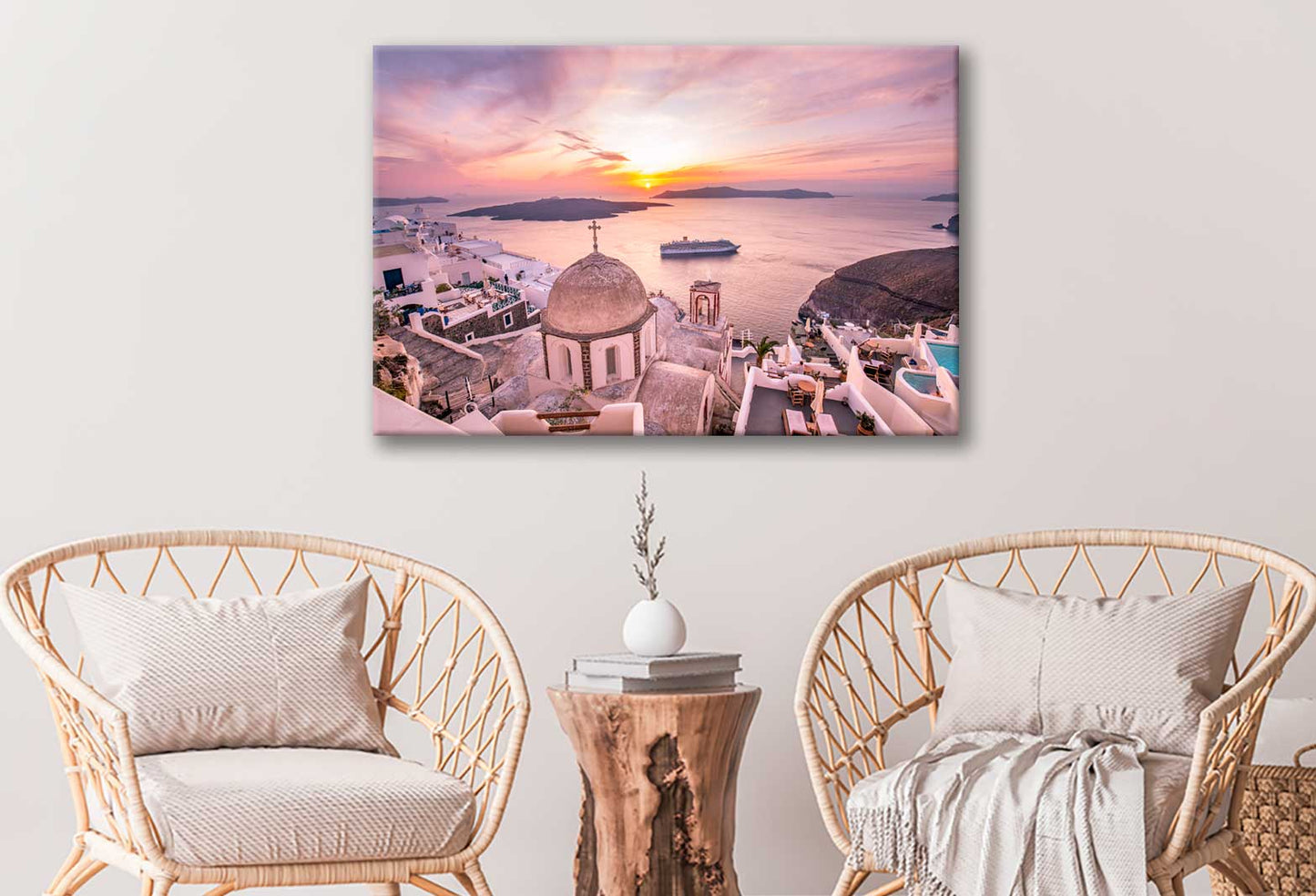 Bella Home Evening View of Santorini Island Print Canvas Ready to hang