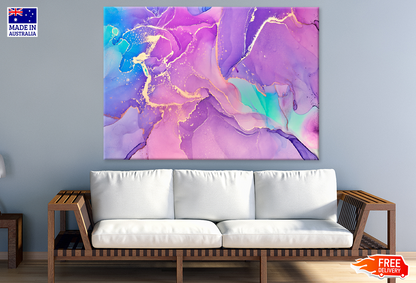 Pink Purple Blue & Gold Abstract Design Print 100% Australian Made