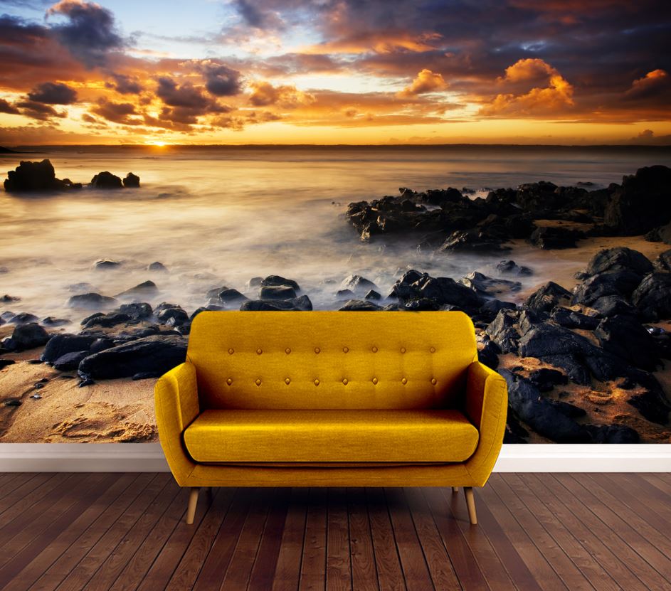 Wallpaper Murals Peel and Stick Removable Stunning Sunset Beach Scenery High Quality