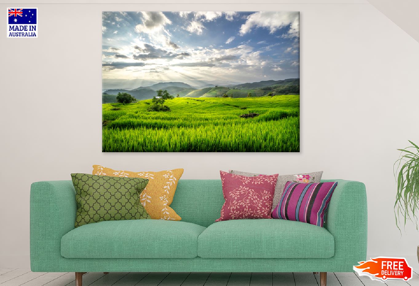 Terraced Rice Fields Mountains Photograph Print 100% Australian Made