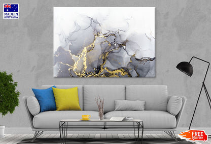 Grey & Shiny Golden Abstract Design Print 100% Australian Made