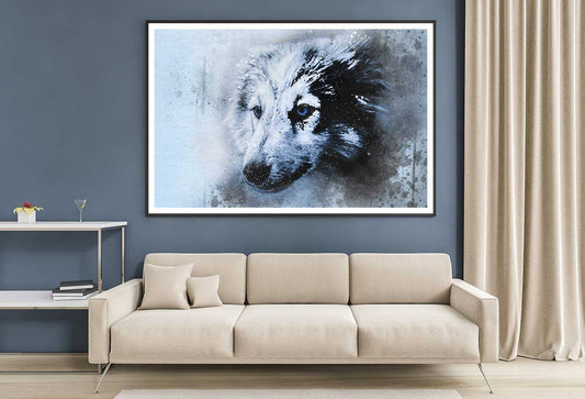 Blue Eyes Wolf Watercolor Painting Home Decor Premium Quality Poster Print Choose Your Sizes