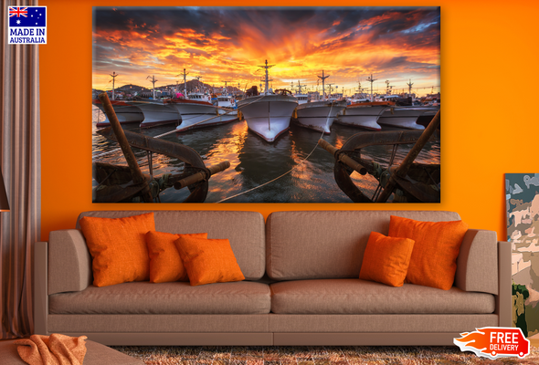 Ships in a Bay Sunset Photograph Print 100% Australian Made