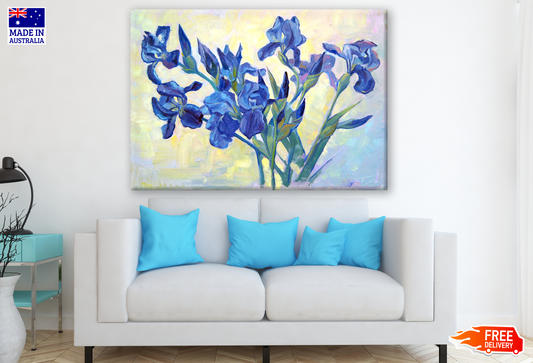 Oil Painting Blue Flowers Print 100% Australian Made