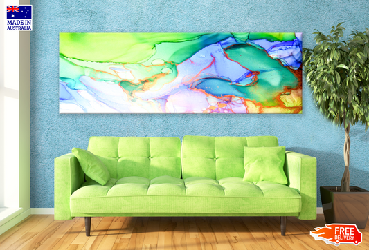 Panoramic Canvas Colourful Abstract Design High Quality 100% Australian made wall Canvas Print ready to hang