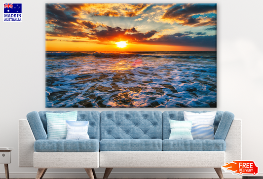 Aerial View Over the Sea, Sunrise Photograph Print 100% Australian Made