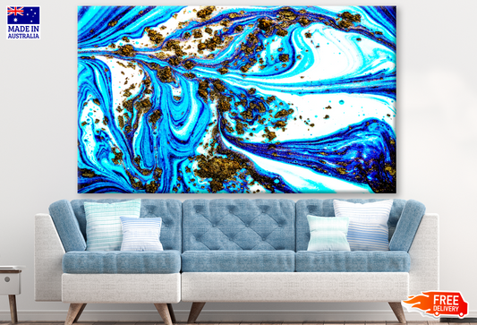 Gold Blue Abstract Design Print 100% Australian Made