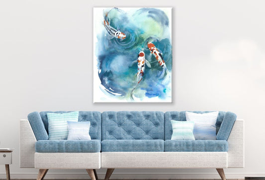 Koi Fish Swimming Painting Print 100% Australian Made