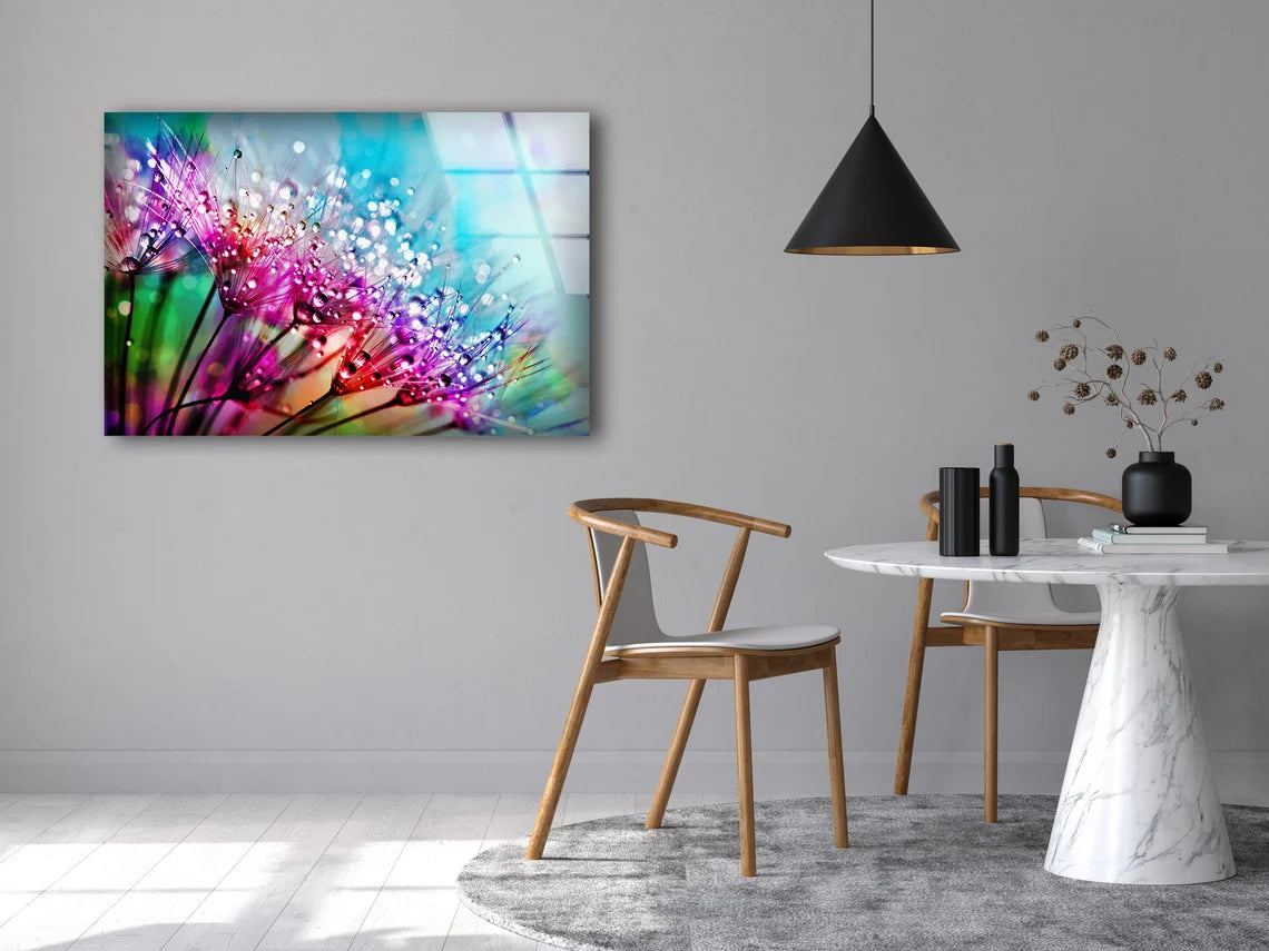 Waterdrops on Dandelion Flowers Photograph Acrylic Glass Print Tempered Glass Wall Art 100% Made in Australia Ready to Hang