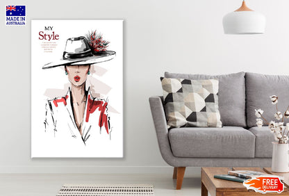 Fashion Stylish Girl with Hat Illustration Print 100% Australian Made
