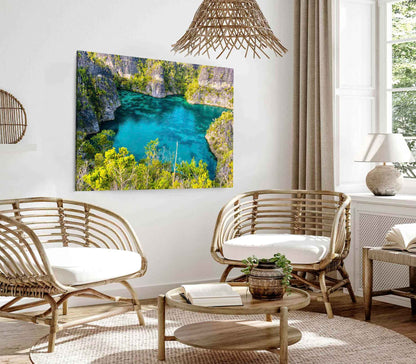 Bella Home Pond Rocky View With Blue Water Print Canvas Ready to hang