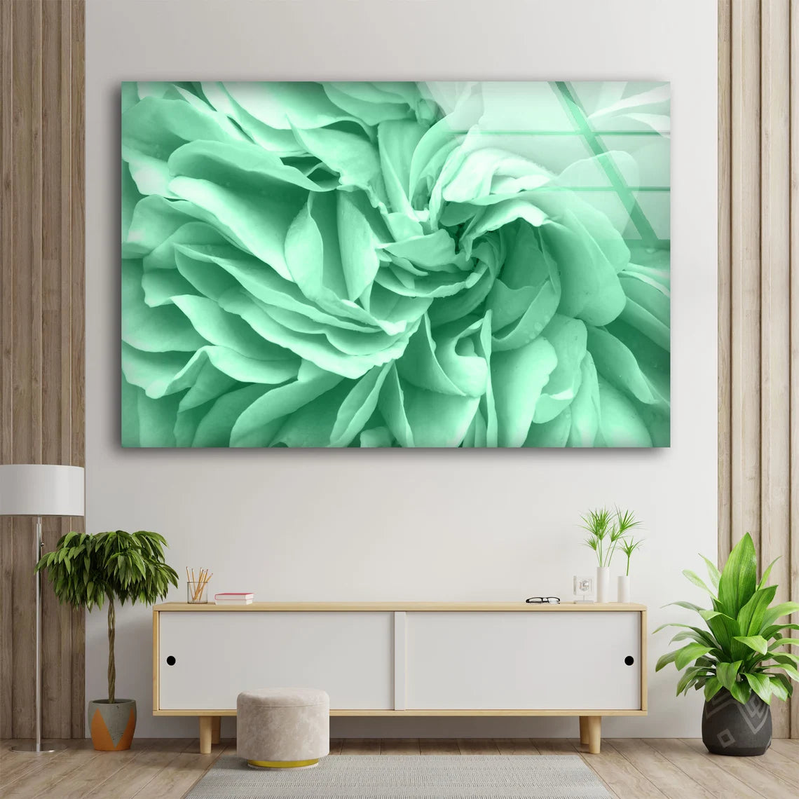 Green Flower Closeup Photograph Acrylic Glass Print Tempered Glass Wall Art 100% Made in Australia Ready to Hang