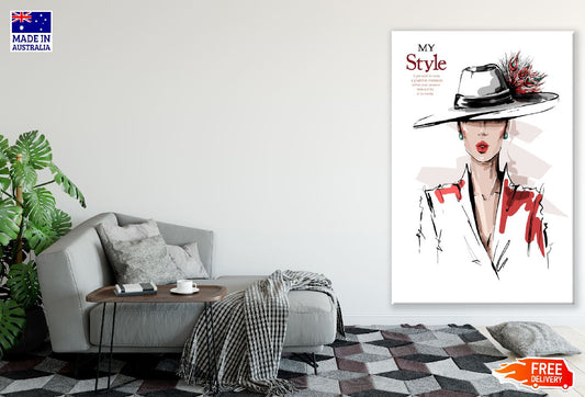 Fashion Stylish Girl with Hat Illustration Print 100% Australian Made